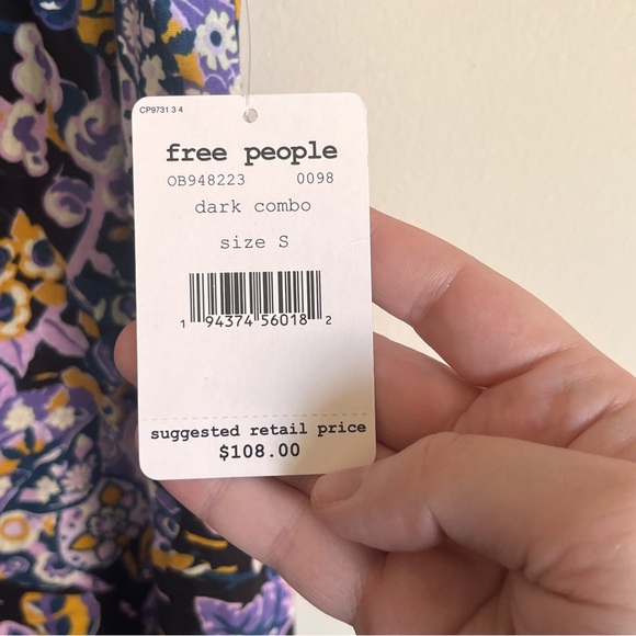 Free People NWT Women's Summer in Tulum Tunic Shirt Top Purple Floral Size Small - Picture 6 of 15